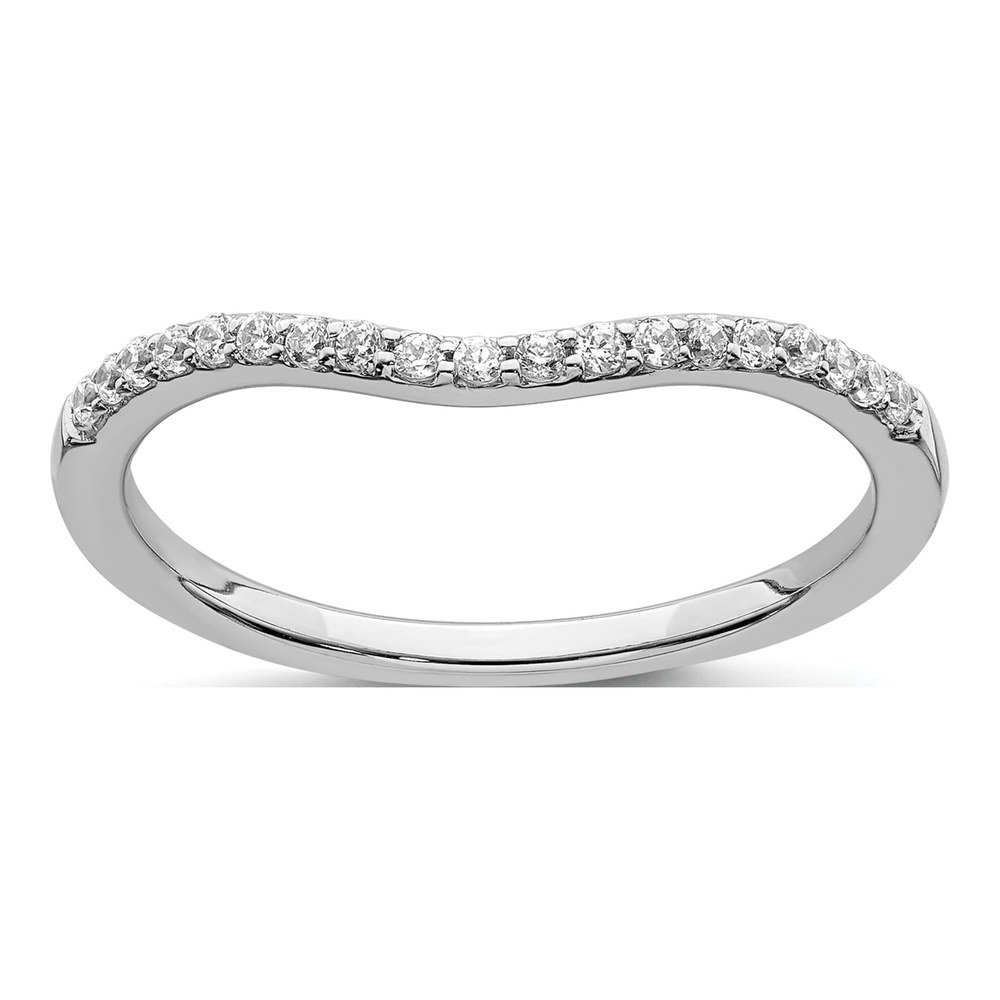 14K White Gold 1/6 ct tw Diamond Contoured Wedding Band