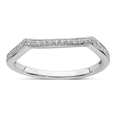 14K White Gold 1/8 ct tw Diamond Contoured Wedding Band