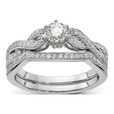 14K White Gold Criss-Cross Diamond Engagement Ring Semi-Mount – view 7