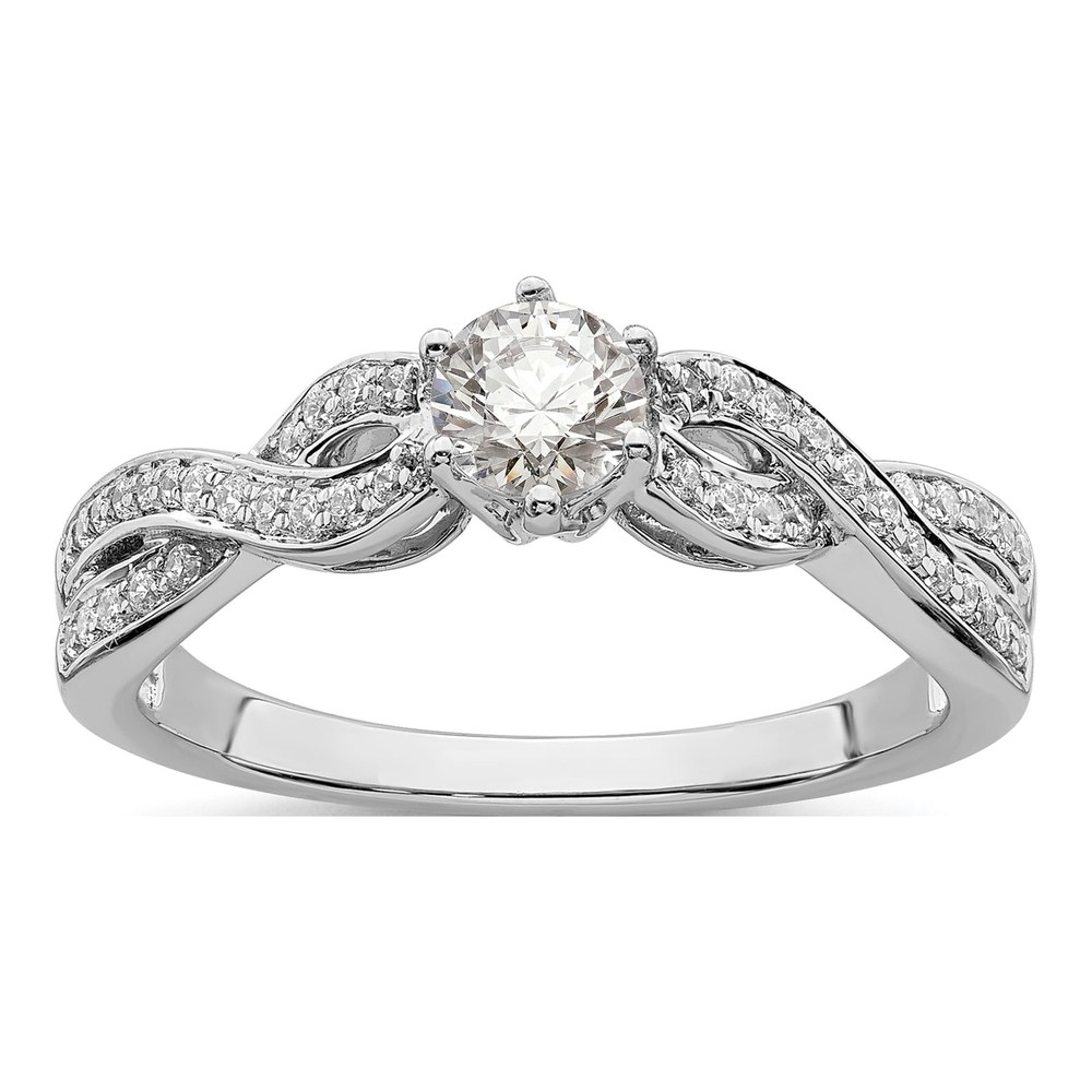 14K White Gold Criss-Cross Diamond Semi-Mount Ring
