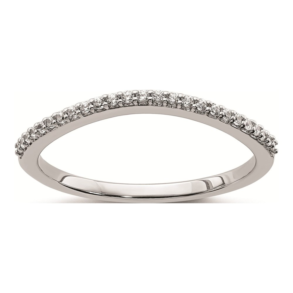 14K White Gold 1/8 ct tw Diamond Contoured Wedding Band