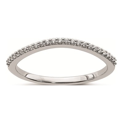 14K White Gold 1/8 ct tw Diamond Contoured Wedding Band