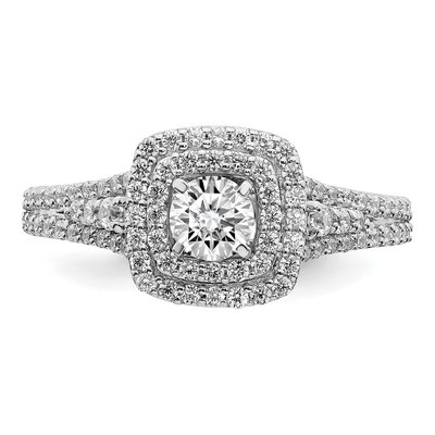 14K White Gold Double Halo Diamond Engagement Ring Semi-Mount – view 4