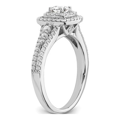 14K White Gold Double Halo Diamond Engagement Ring Semi-Mount – view 6