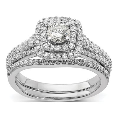 14K White Gold Double Halo Diamond Engagement Ring Semi-Mount – view 7