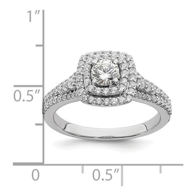 14K White Gold Double Halo Diamond Engagement Ring Semi-Mount – view 8