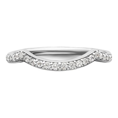 14K White Gold 1/5 ct tw Diamond Contoured Wedding Band – view 5