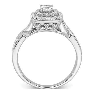 14K White Gold Double Halo Diamond Engagement Ring Semi-Mount – view 2