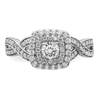 14K White Gold Double Halo Diamond Engagement Ring Semi-Mount – view 4