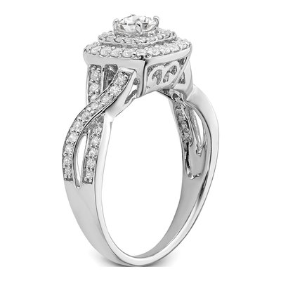 14K White Gold Double Halo Diamond Engagement Ring Semi-Mount – view 6