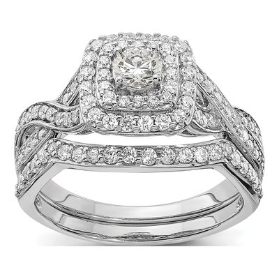 14K White Gold Double Halo Diamond Engagement Ring Semi-Mount – view 7