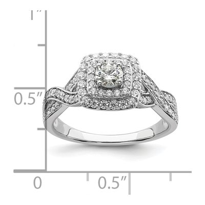 14K White Gold Double Halo Diamond Engagement Ring Semi-Mount – view 8