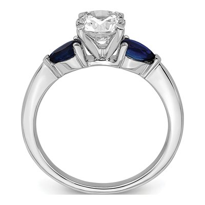 14K White Gold Sapphire Engagement Ring Semi-Mount – view 2