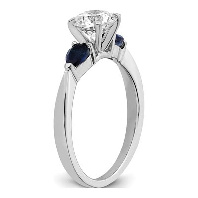 14K White Gold Sapphire Engagement Ring Semi-Mount – view 6