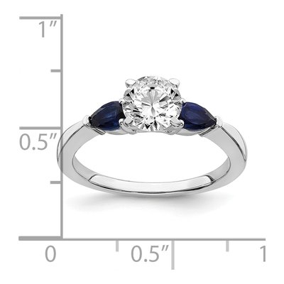 14K White Gold Sapphire Engagement Ring Semi-Mount – view 7