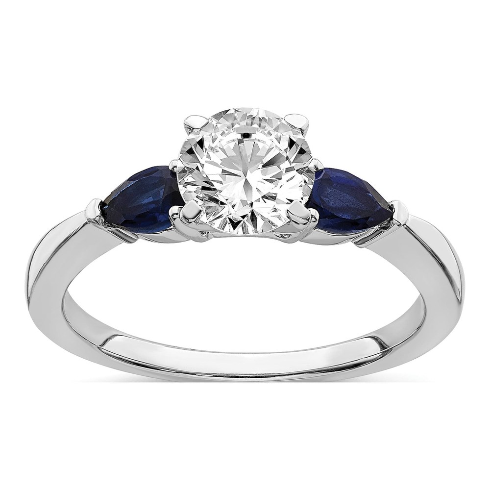 14K White Gold Sapphire Engagement Ring Semi-Mount