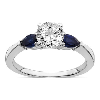 14K White Gold Sapphire Engagement Ring Semi-Mount