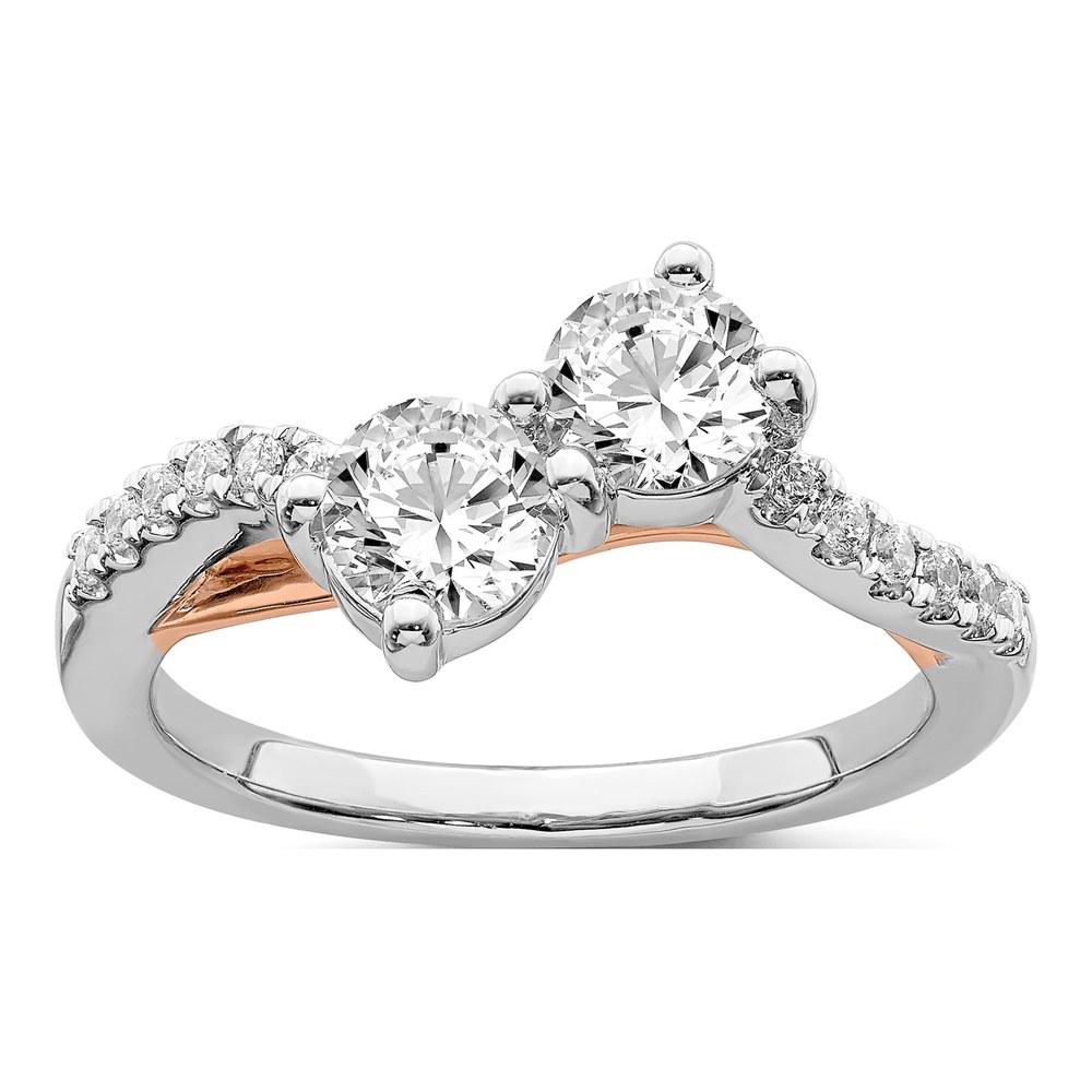 14K White Gold Two-Stone Diamond Engagement Ring Semi-Mount