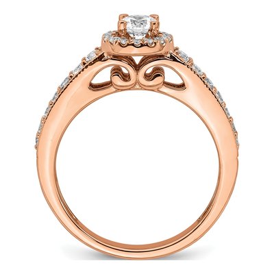 14K Rose Gold Halo Diamond Setting Engagement Ring Semi-Mount – view 2