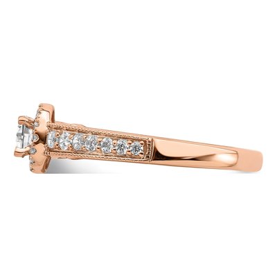 14K Rose Gold Halo Diamond Setting Engagement Ring Semi-Mount – view 3