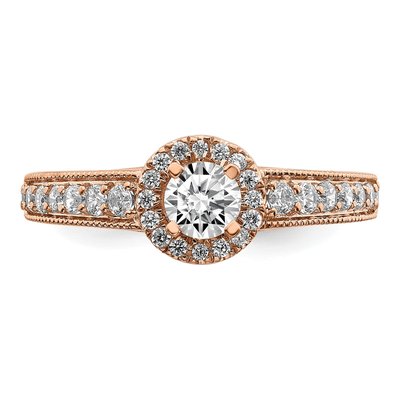 14K Rose Gold Halo Diamond Setting Engagement Ring Semi-Mount – view 4