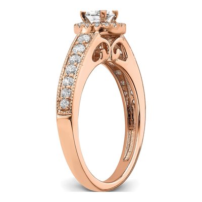 14K Rose Gold Halo Diamond Setting Engagement Ring Semi-Mount – view 6