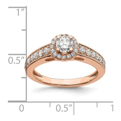 14K Rose Gold Halo Diamond Setting Engagement Ring Semi-Mount – view 7