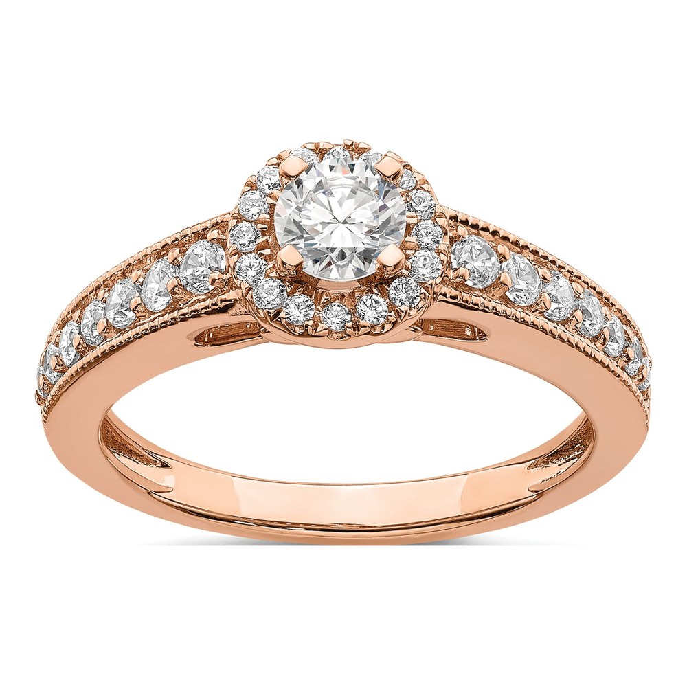 14K Rose Gold Halo Diamond Engagement Ring Setting