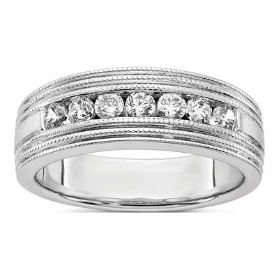 Men's 14K White Gold 5/8 ct tw Lab-Grown Diamond 7-Stone Ring