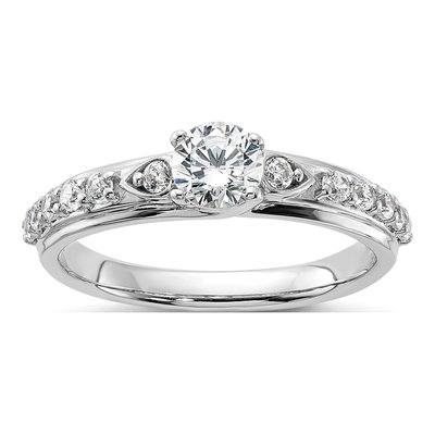 10K White Gold 3/4 ct tw Lab-Grown Diamond Petite Engagement Ring