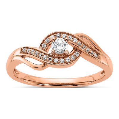 14K Rose Gold 1/5 ct tw Lab-Grown Diamond Engagement Ring