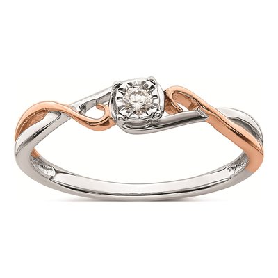14K Two-Tone Gold 1/20 ct tw Diamond Criss-Cross Promise Engagement Ring