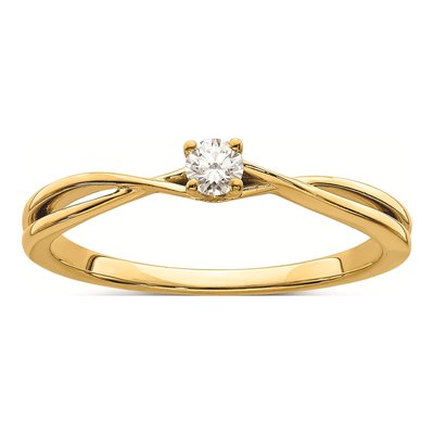 14K Yellow Gold 1/8 ct tw Diamond Criss-Cross Promise Engagement Ring