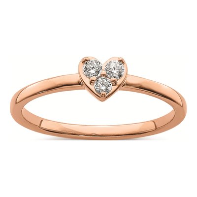 14K Rose Gold 1/8 ct tw Diamond Heart Promise Engagement Ring