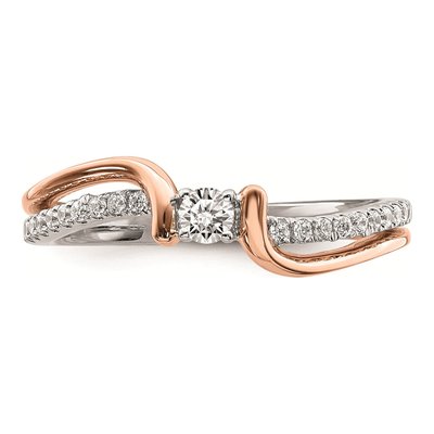 14K Two-Tone Gold 1/5 ct tw Diamond First Promise Bypass Engagement Ring – view 4