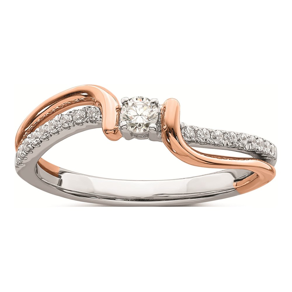 14K Two-Tone Gold 1/5 ct tw Diamond First Promise Bypass Engagement Ring