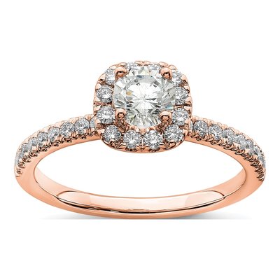14K Rose Gold 3/4 ct tw Lab-Grown Diamond Round Halo Engagement Ring