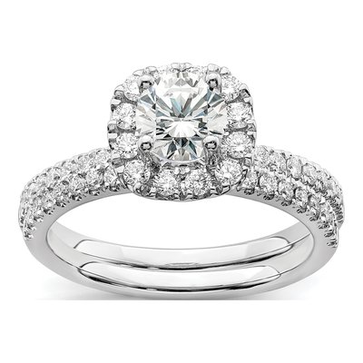 14K White Gold 1 ct tw Lab-Grown Diamond Halo Engagement Ring – view 8