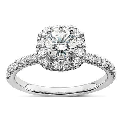 14K White Gold 1 ct tw Lab-Grown Diamond Halo Engagement Ring