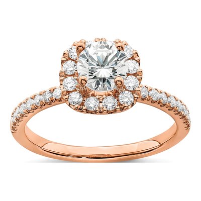 14K Rose Gold 1 ct tw Lab-Grown Diamond Halo Engagement Ring