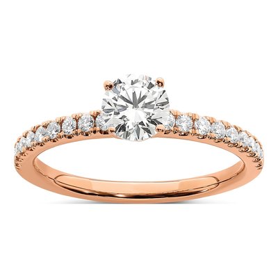 14K Rose Gold 3/4 ct tw Lab-Grown Diamond Round Engagement Ring
