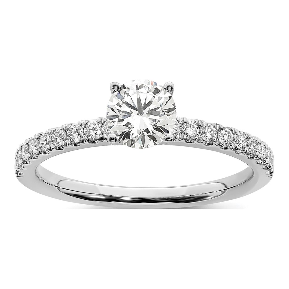 14K White Gold Rhodium-Plated 1 Carat Lab Grown Diamond Vs/si+ G+ Complete Round Size 5 Engagement Ring