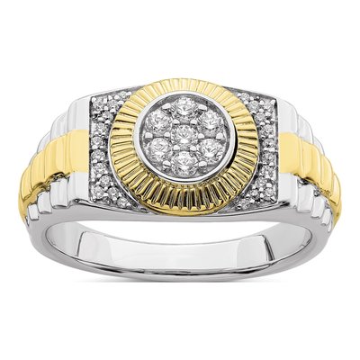 Men's 10K Two-Tone Gold 1/3 ct tw Lab-Grown Diamond Wedding Band