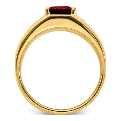 Men's 14K Yellow Gold 1/20 ct tw Lab-Created Ruby & Diamond Emerald-Cut Ring – view 3