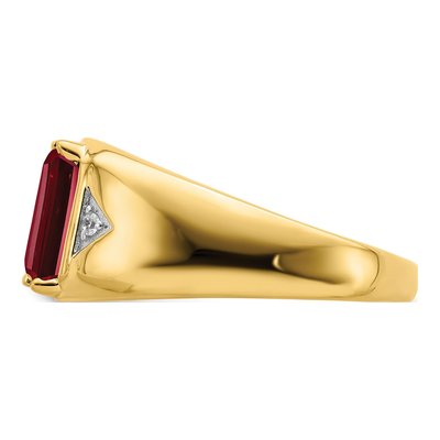 Men's 14K Yellow Gold 1/20 ct tw Lab-Created Ruby & Diamond Emerald-Cut Ring – view 5