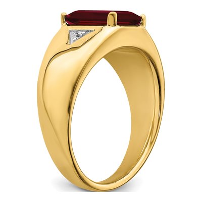 Men's 14K Yellow Gold 1/20 ct tw Lab-Created Ruby & Diamond Emerald-Cut Ring – view 8