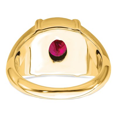 Men's 14K Yellow Gold 1/5 ct tw Ruby & Diamond Oval Ring – view 6