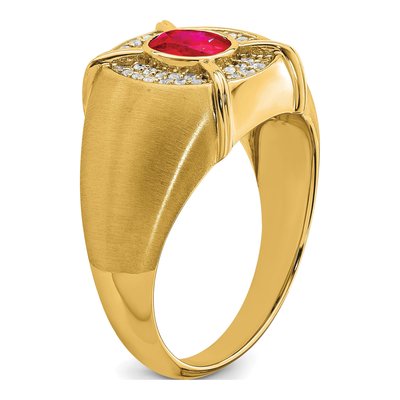 Men's 14K Yellow Gold 1/5 ct tw Ruby & Diamond Oval Ring – view 7