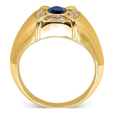 Men's 14K Yellow Gold 1/5 ct tw Lab-Created Sapphire & Diamond Oval Ring – view 3