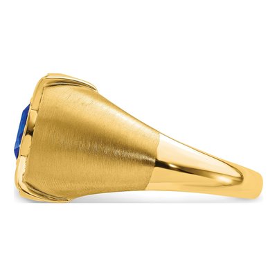 Men's 14K Yellow Gold 1/5 ct tw Lab-Created Sapphire & Diamond Oval Ring – view 5